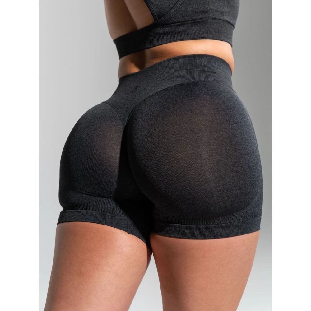 NWT BuffBunny Charcoal Miracle Seamless Hip Rise Short 4.5" Heather Womens Small
